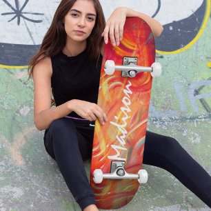 Färgrik Modern Abstrakt Anpassad Personlig Namn Mini Skateboard Bräda 18,5 Cm