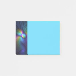 Färgrik modern abstrakt fraktalkonst i blått post-it block