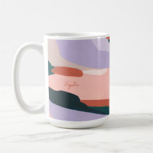 Färgrik Modern Abstrakt Konst Anpassat Namn Förmån Kaffemugg