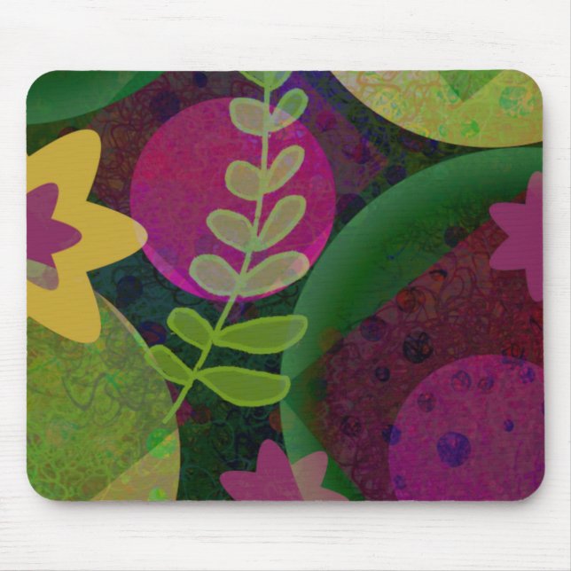 Färgrik Modern Abstrakt Konst Botanisk Blommig Musmatta (Framsidan)