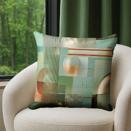 Färgrik Modern Abstrakt Teal Guld Kudde