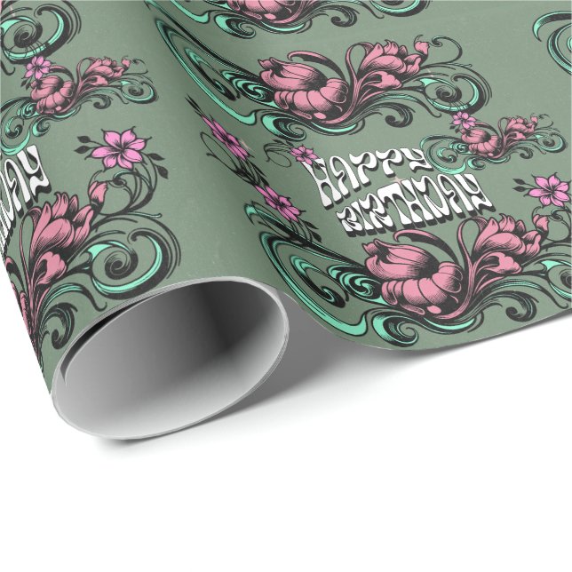 FÄRGRIK MODERN BLOMMIG GÅVA DOTTER SYSTER MAMMA  PRESENTPAPPER (Rullad Hörn)