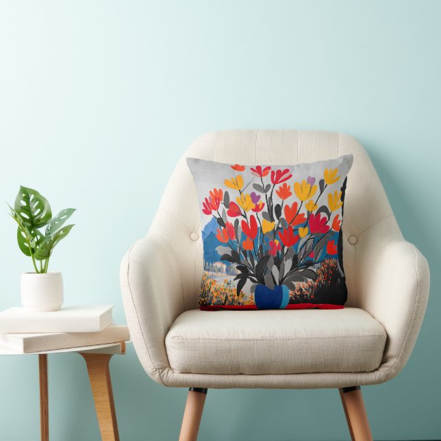 Färgrik Modern Blommig Konst Kudd Kudde (Stol)