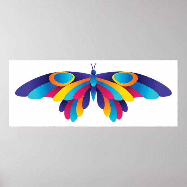 Färgrik Modern Fjäril Vibranta Vingar Poster (Framsidan)