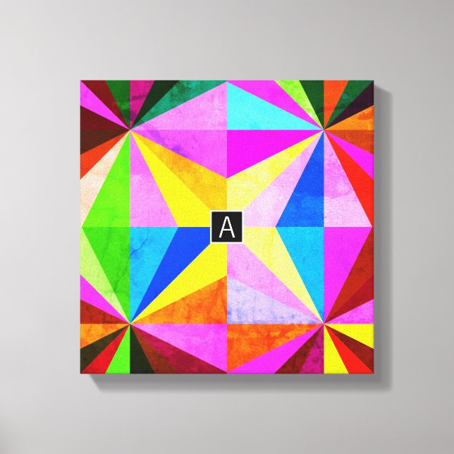 Färgrik Modern Flerfärgad Geometrisk | Monogram Canvastryck (Framsida)