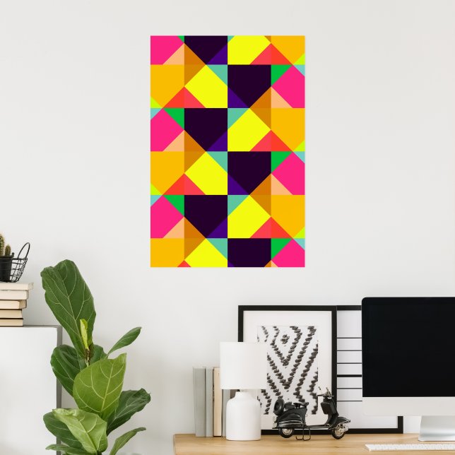 Färgrik Modern Geometrisk Abstrakt Affisch (Hemmakontoret)