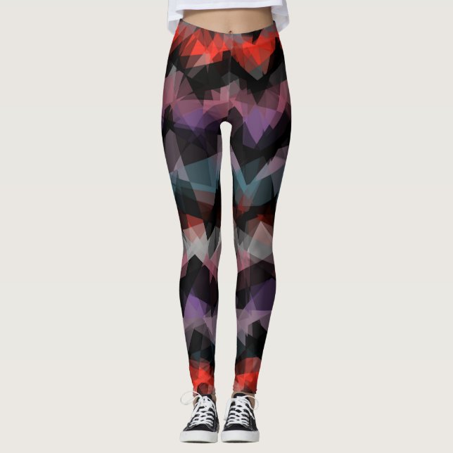 Färgrik Modern Geometrisk Mönster #19 Leggings (Framsida)