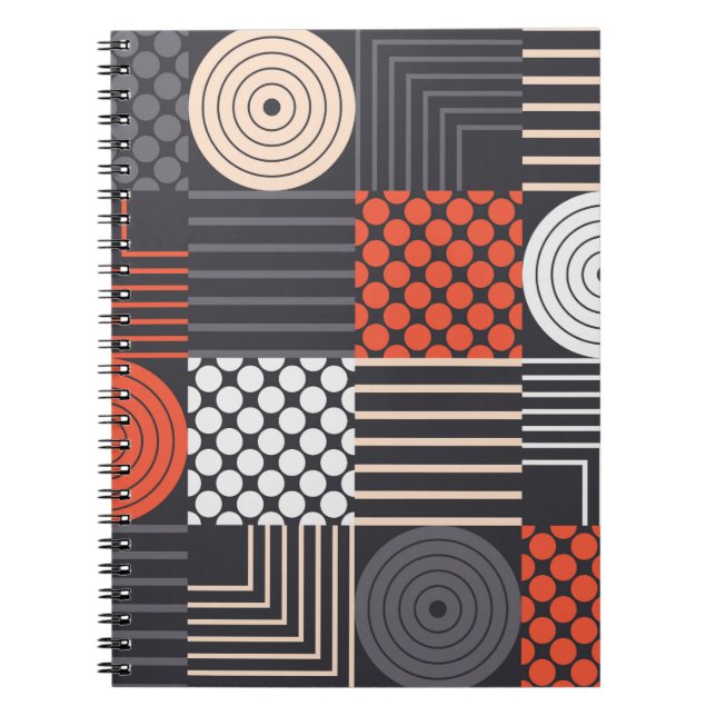 Färgrik modern geometrisk sömlös mönster anteckningsbok (Framsidan)