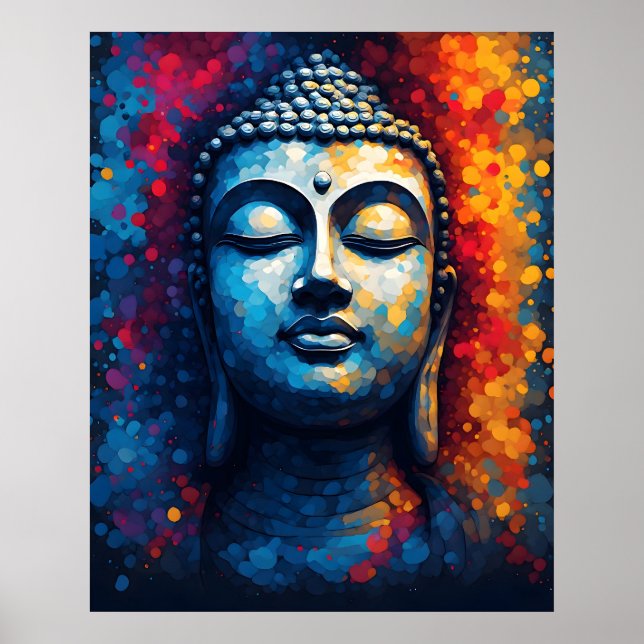 Färgrik Modern Konst - Divine Lord Buddha-målning Poster (Framsidan)