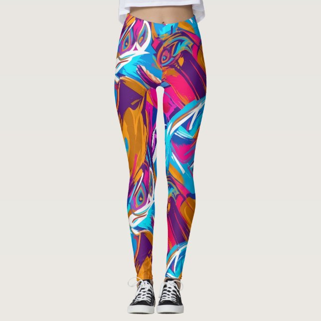 Färgrik Modern Konstnärlig Tryck för Mode  Leggings (Framsida)