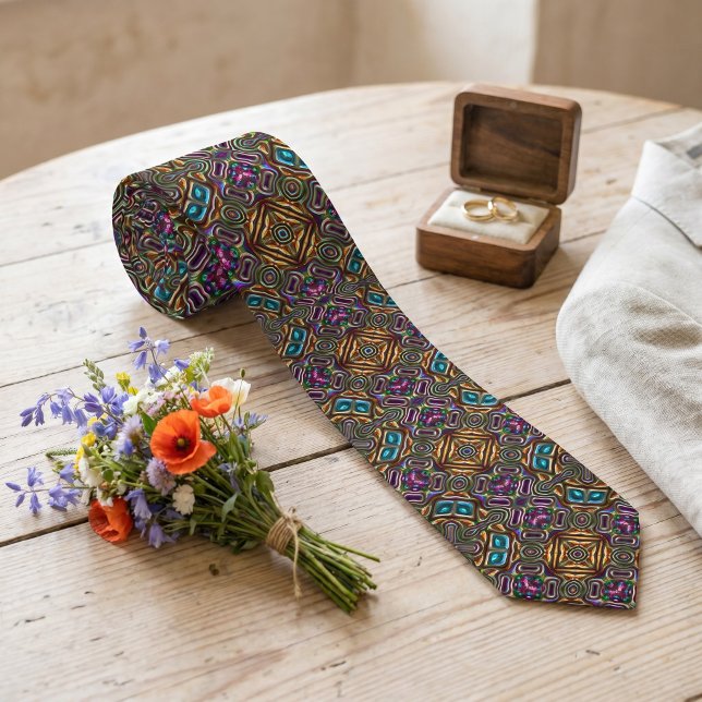 Färgrik Modern Mandala Aztekisk Mosaik Mönster Slips (Skapare uppladdad)