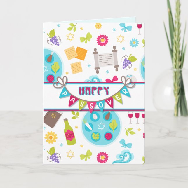 Färgrik modern påskhögtidhälsning kort (Framsida)