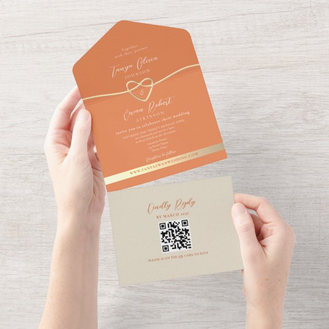 Färgrik Modern QR-kod Bröllopsinbjudan (Tearaway)