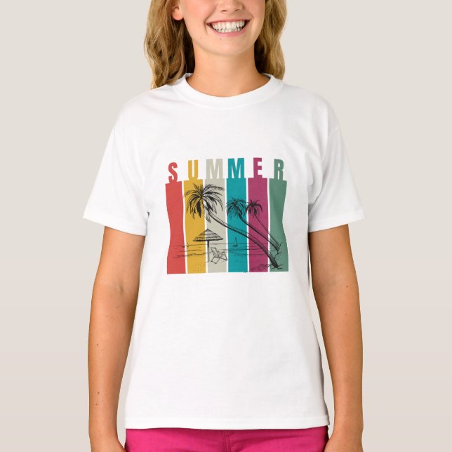 Färgrik Modern Sommar Design T Shirt (Framsida)