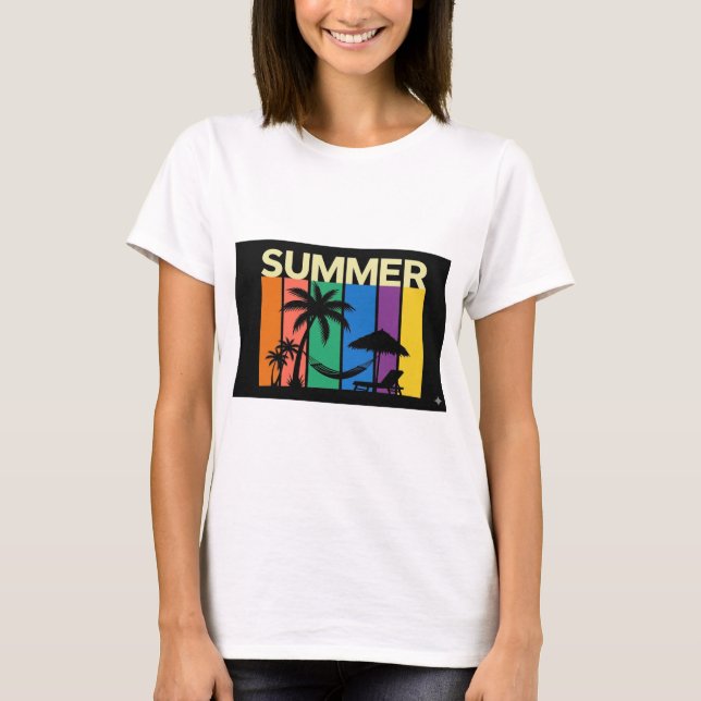 Färgrik modern sommar t-shirt (Framsida)