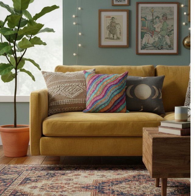 Färgrik modern stilfull chic geometrisk  kudde (Skapare uppladdad)