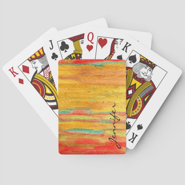 Färgrik Modern Trästruktur Bakgrund Casinokort (Baksidan)