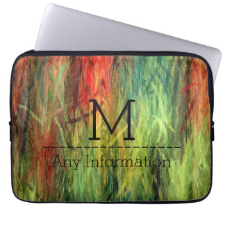 Färgrik Modern Trästruktur Monogram #3 Laptop Sleeve