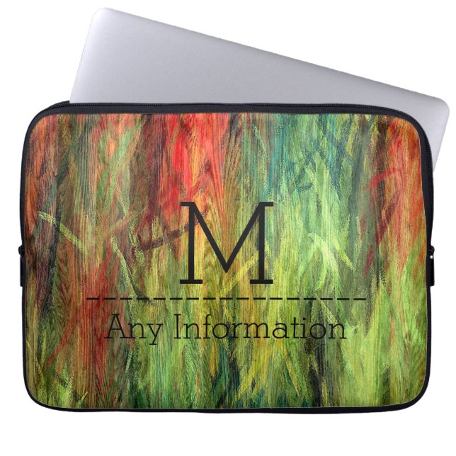 Färgrik Modern Trästruktur Monogram #3 Laptop Sleeve (Framsidan)