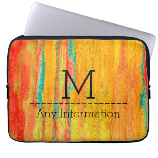 Färgrik Modern Trästruktur Monogram #5 Laptop Sleeve