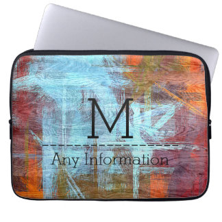 Färgrik Modern Trästruktur Monogram Laptop Sleeve
