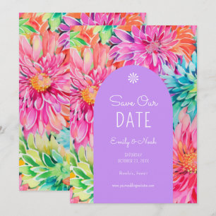 Färgrik Modern Tropisk Akvarell Blommig Bröllop Spara Datumet