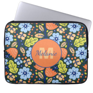 Färgrik Modern Vacker Blommig Mönster Personlig Laptop Fodral