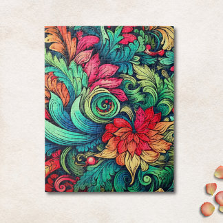 Färgrik Modernt Vintage Blommigt Mönster Pussel