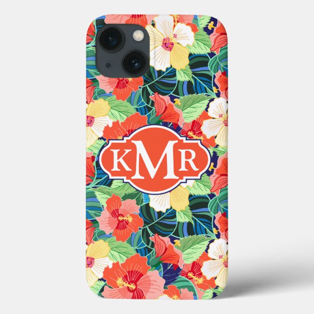 Färgrik Monogram för hibiskusmönster | (Baksida)