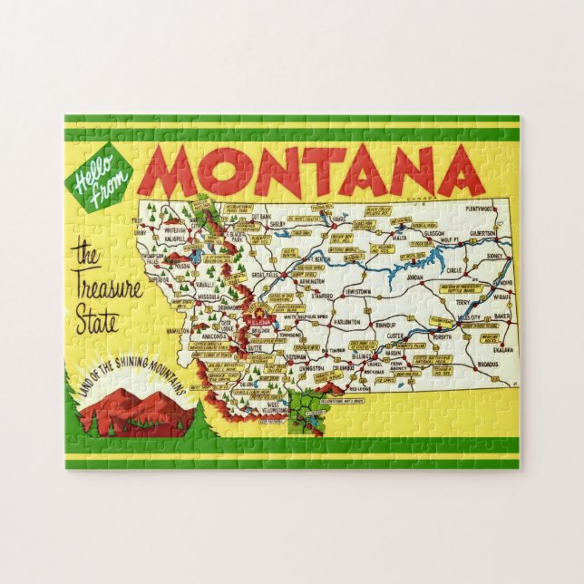 Färgrik Montana Karta 11x14 Pussel (Horisontell)