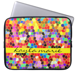 Färgrik mosaik för målat glassregnbågeabstrakt laptop sleeve