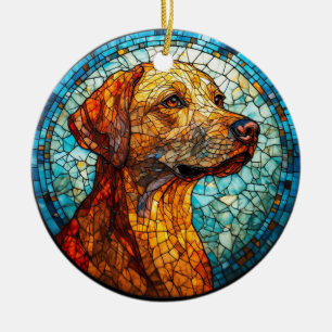 Färgrik mosaik hund julgransprydnad keramik