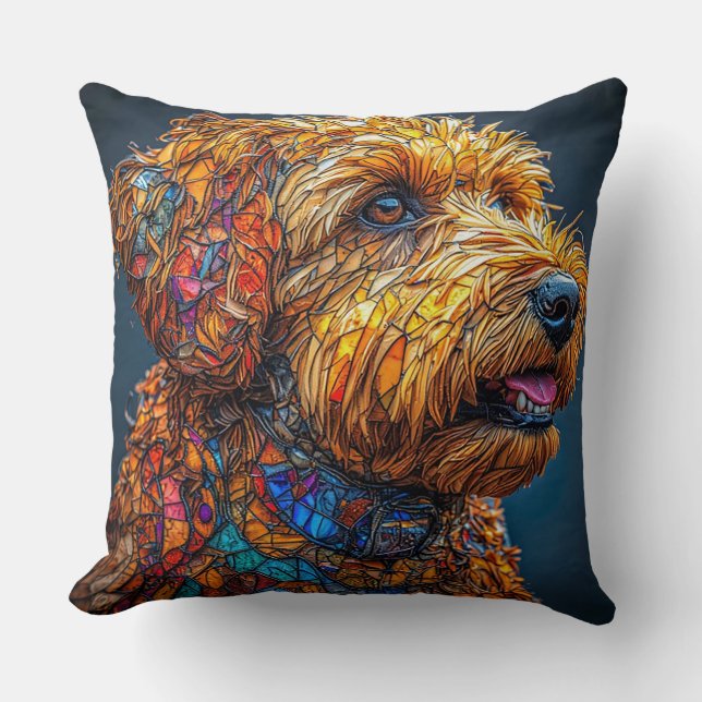 Färgrik mosaik hund kudde (Framsida)