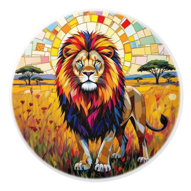Färgrik mosaik lejon knopp (Framsidan)