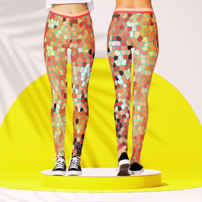 Färgrik mosaik persika abstrakt geometrisk mönster leggings (Skapare uppladdad)
