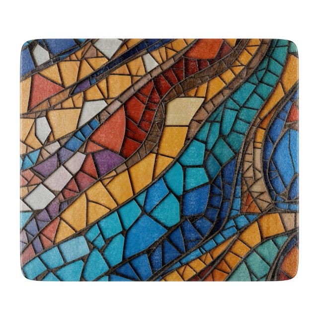 Färgrik mosaikabstraktion i glas (Framsidan)