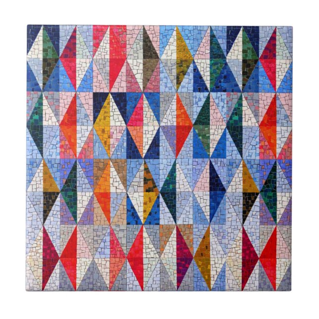 Färgrik mosaikeffekt konst | Fyrkantiga keramiska  Kakelplatta (Framsidan)