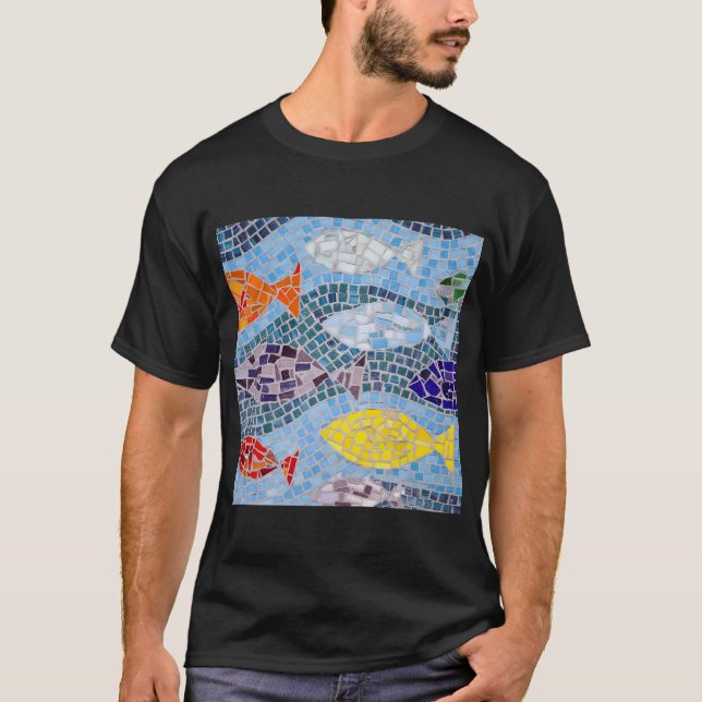 Färgrik mosaikfisk t shirt (Framsida)
