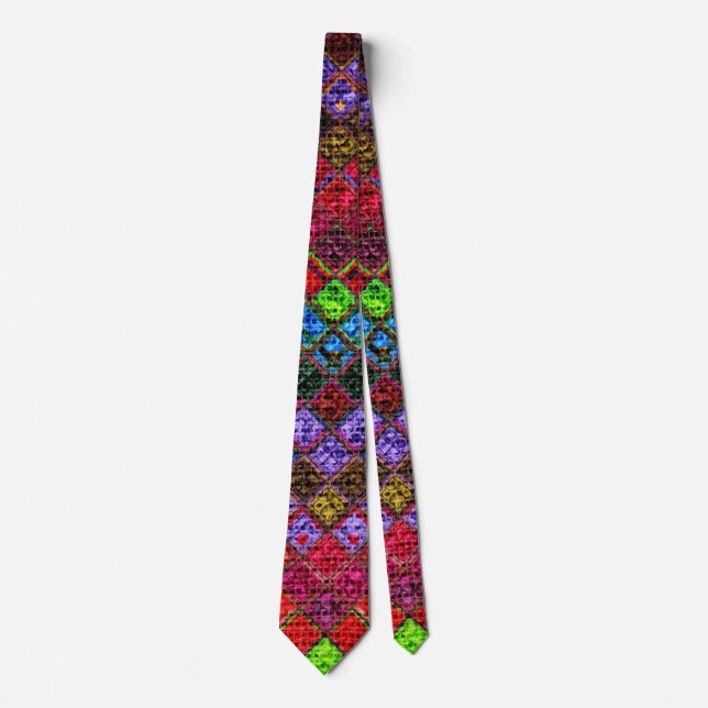 Färgrik mosaikmönster burlap rustik slips (Framsida)