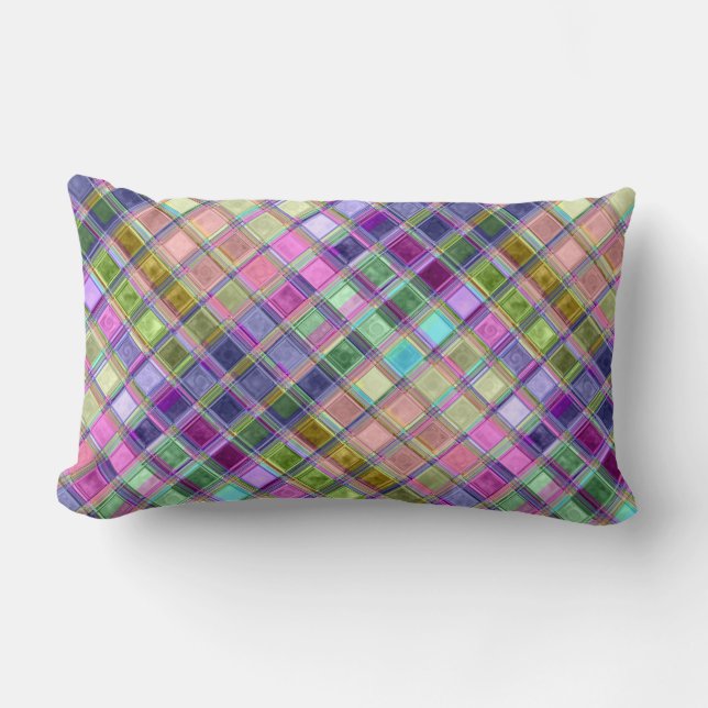 Färgrik mosaisk konst kudder lumbarkudde (Framsida)