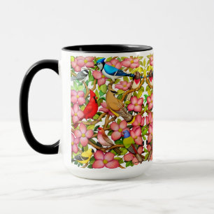 Färgrik mugg för kaffe för vildfågelkonst