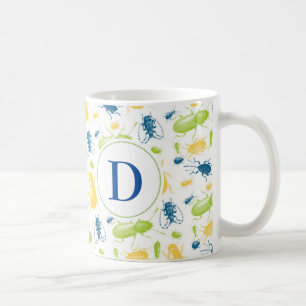 Färgrik mugg för monogram för insektkrypnatur