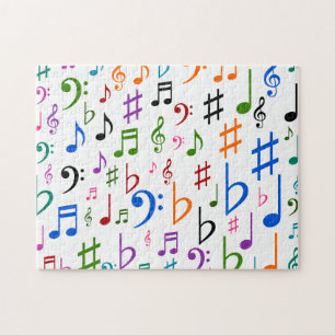 Färgrik musik noter och symboler pussel