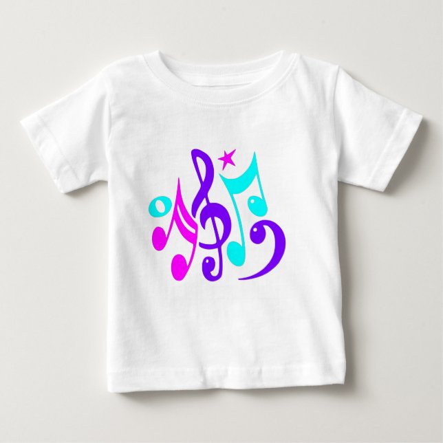 Färgrik musik noter t-shirt (Framsida)