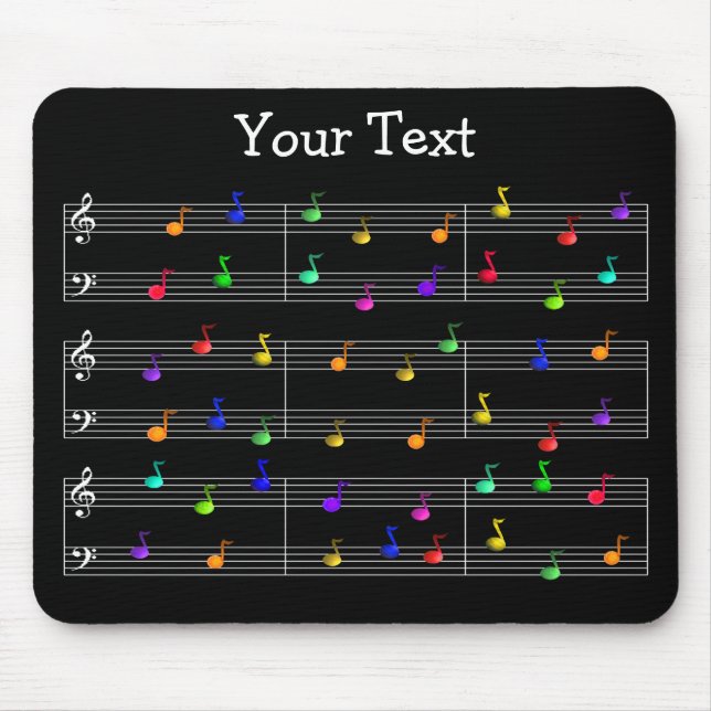 Färgrik musik noteranpassade Mousepad Musmatta (Framsidan)