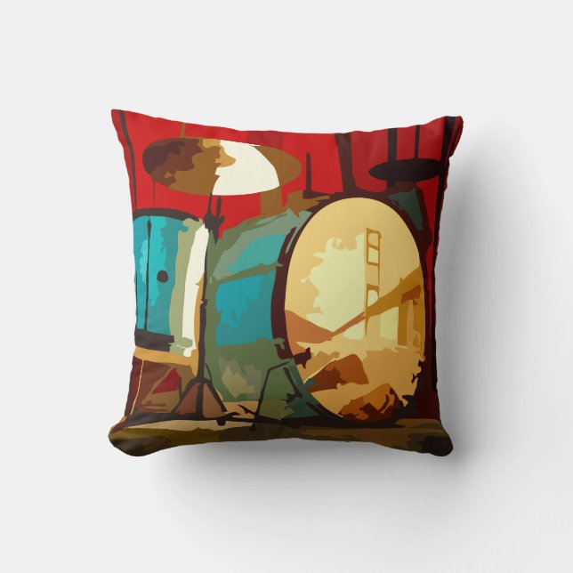 Färgrik musik trummar kudde (Framsida)