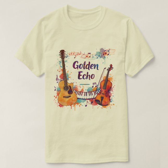 Färgrik musikdesign – Gitarr, violin, piano  T Shirt (Design framsida)