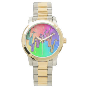 Färgrik musikklocka för Psychedelic saxofoner Armbandsur