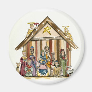 färgrik nativity magnet