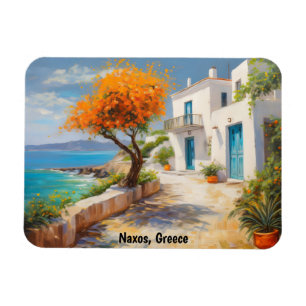 Färgrik Naxos Grekland Oljemålning Magnet
